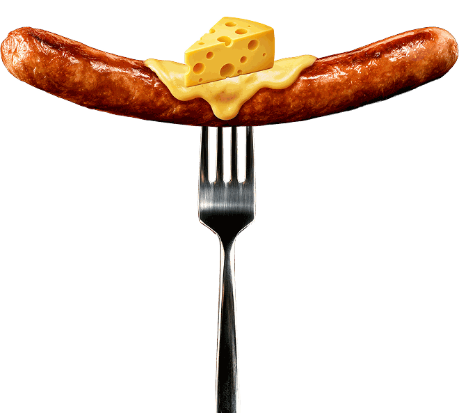 Käsegriller auf Gabel