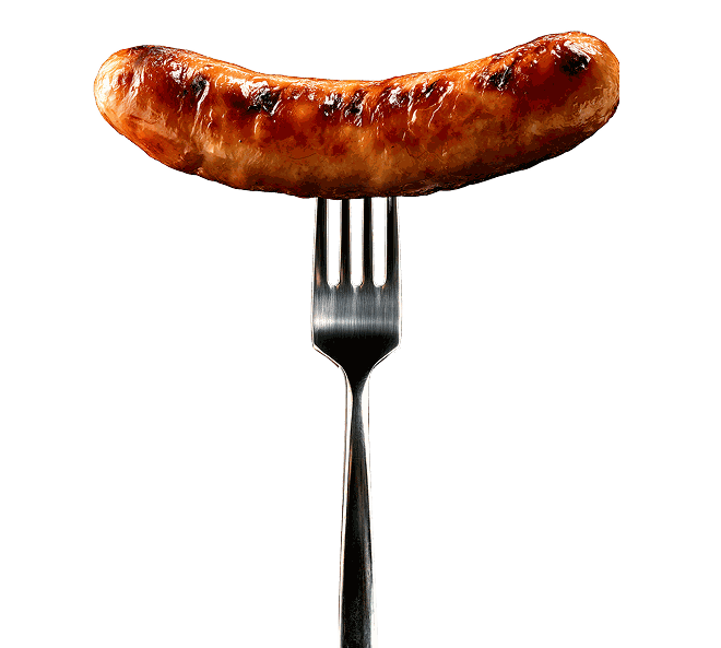 Schinkenkrakauer auf Gabel